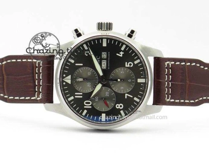 MIROTIME 0113 Youthful 2016 Pilot Chrono SS IW377719 ZF Best Edition On Brown Leather Strap A 7291